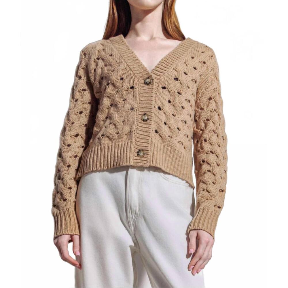 NEW SOH fisherman cardigan in camel